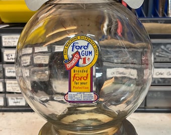 Discounted 1 Cent Penny Antique Ford Gumball Machine with Glass Lions Club Gum Machine
