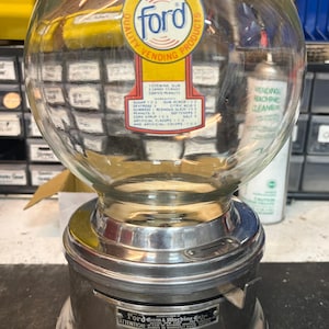 Antique Ford Gumball Machine with Glass Globe  F100 Ford Gum Machine