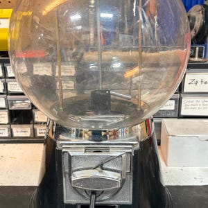 Vintage Ornate Black Bubble Ball Globe Gumball Vending Machine Gum Toy