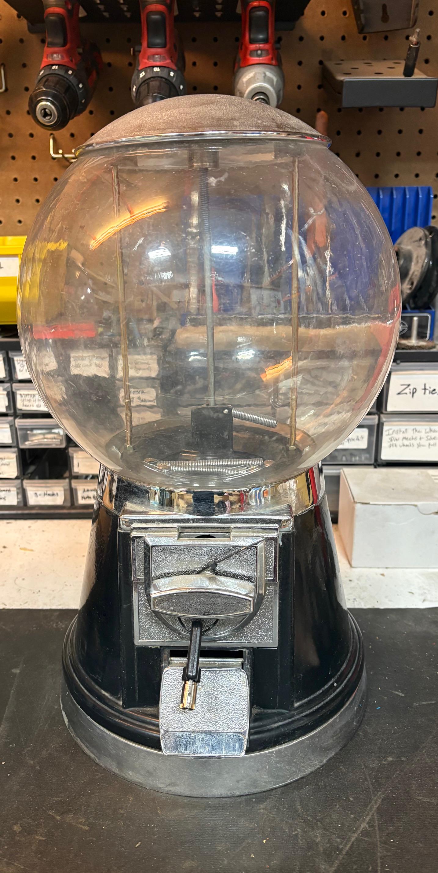 Vintage Ornate Black Bubble Ball Globe Gumball Vending Machine Gum