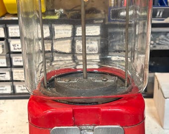 Vintage 1940's Oak Acorn Penny Candy Nut Gumball Machine with Rare Large Decal & All Metal Parts 1 Cent Vend