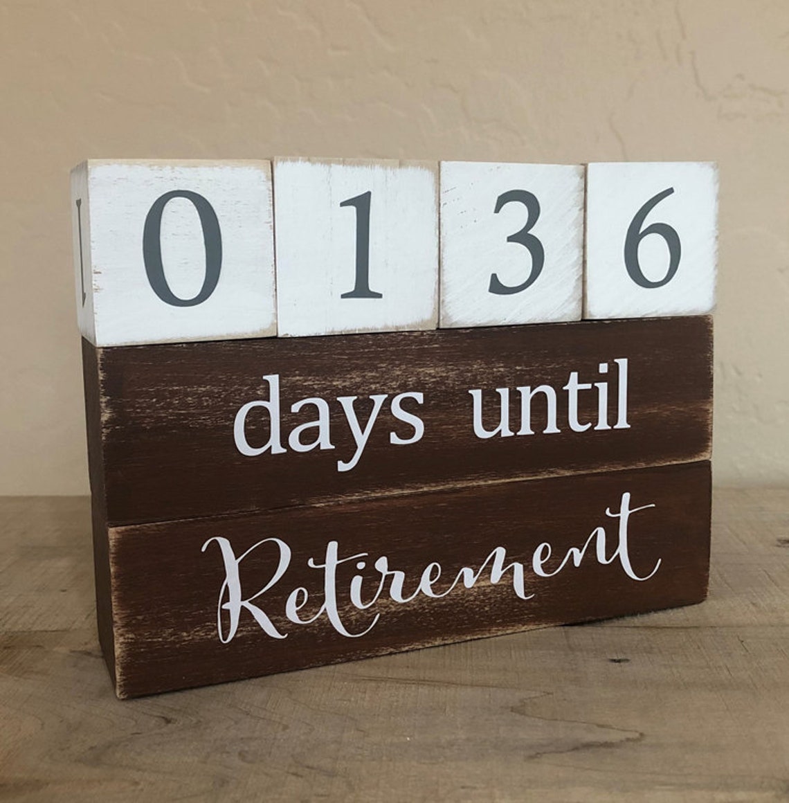 Distressed Retirement Calendar Countdown Wood Calendar Etsy