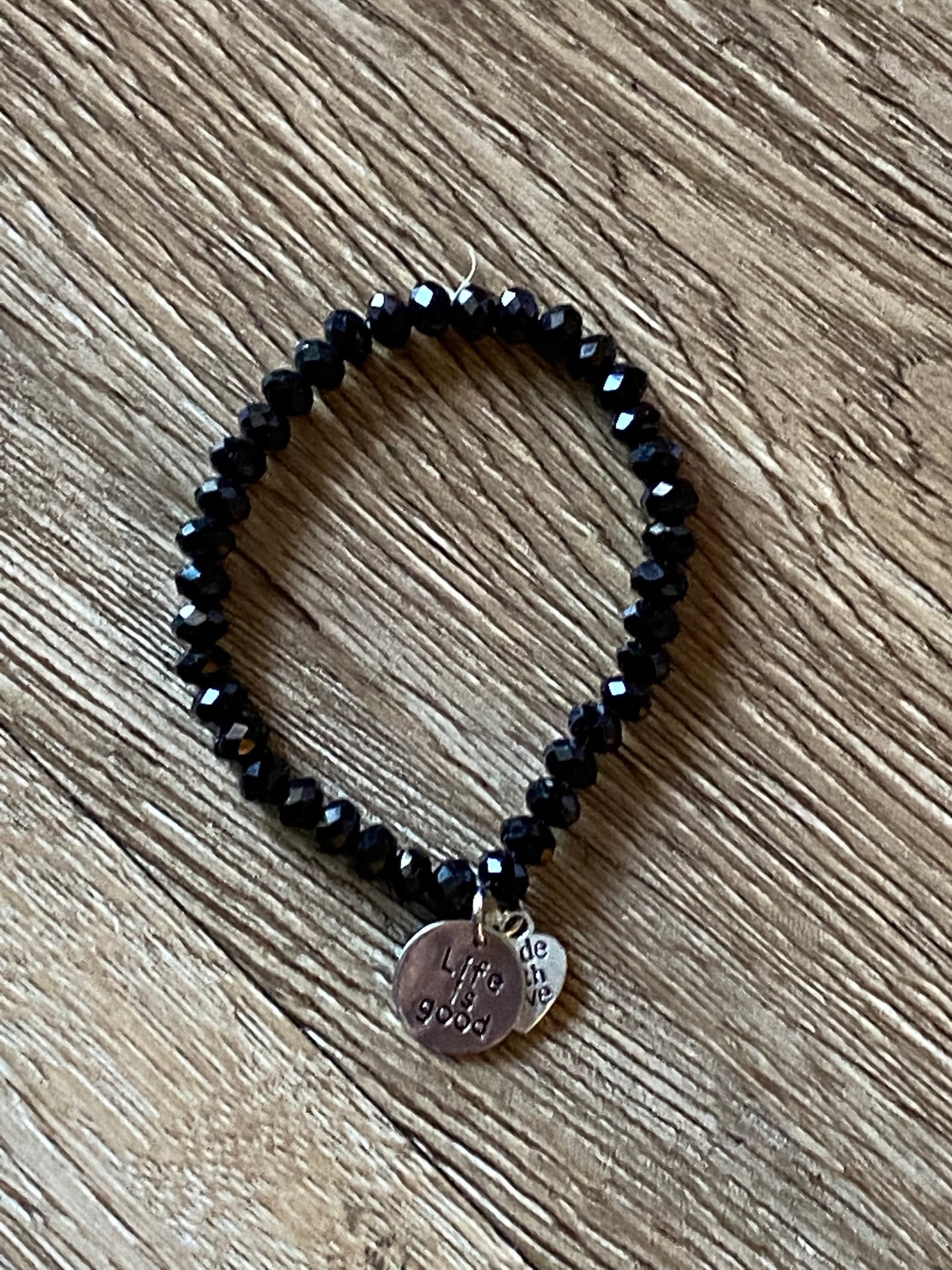 Black crystal charm bracelet Etsy