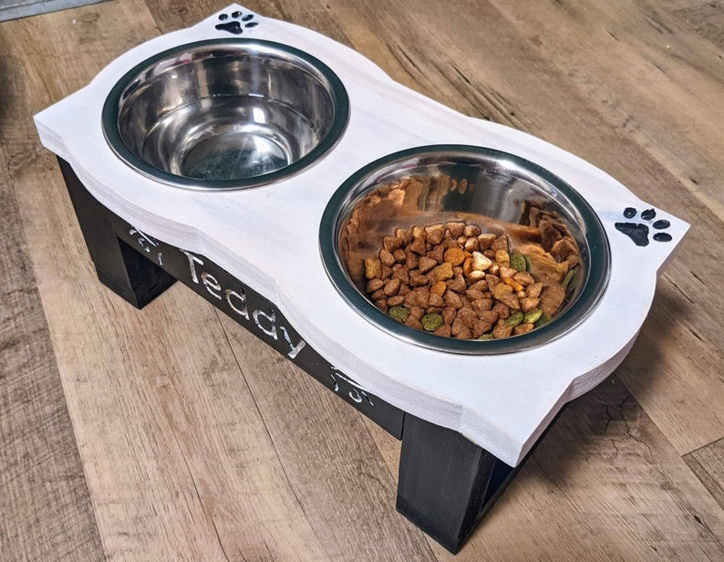 Small Animal Food Riser Personalized Wood Bowl Water Elevated Etsy