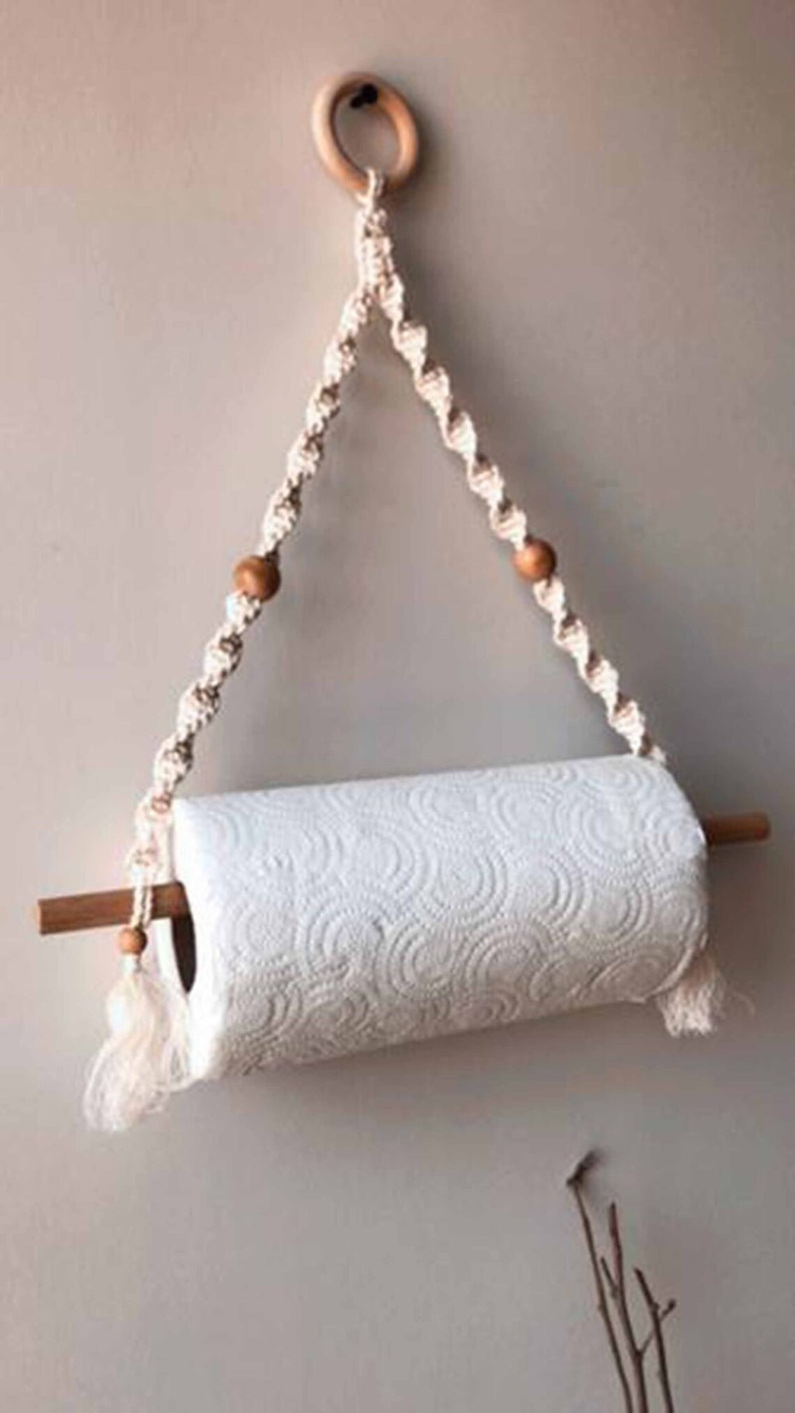 Macrame Paper Towel Holder Kitchenware Macrame Handmade Hanger Etsy