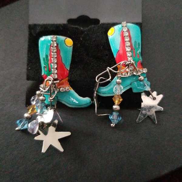 Lunch at the Ritz Cowboy boot earrings