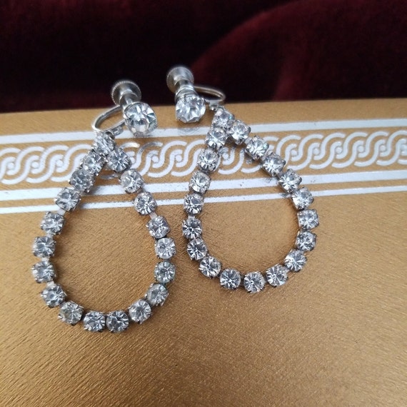 Vintage Coro Rhinestone Screw back Drops