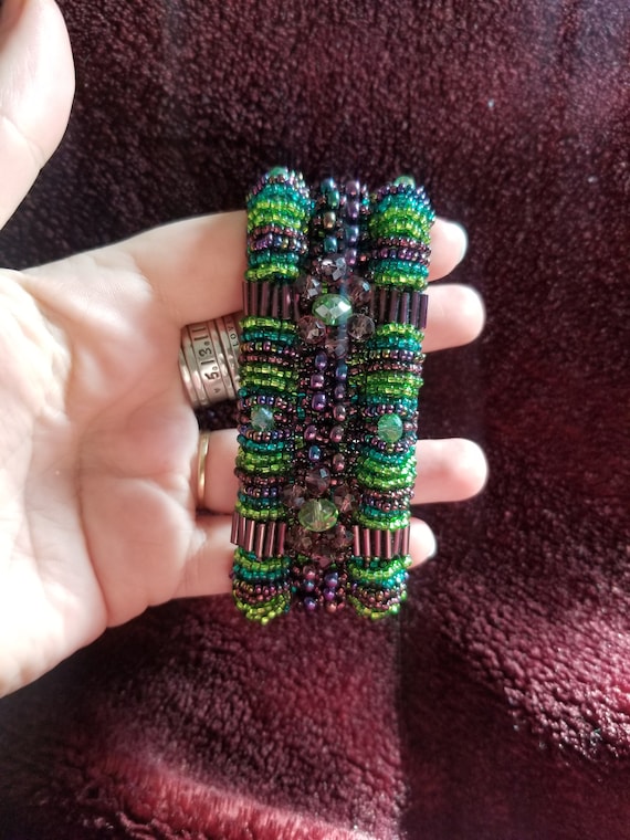 SALE*Purple and green beaded Bracelet