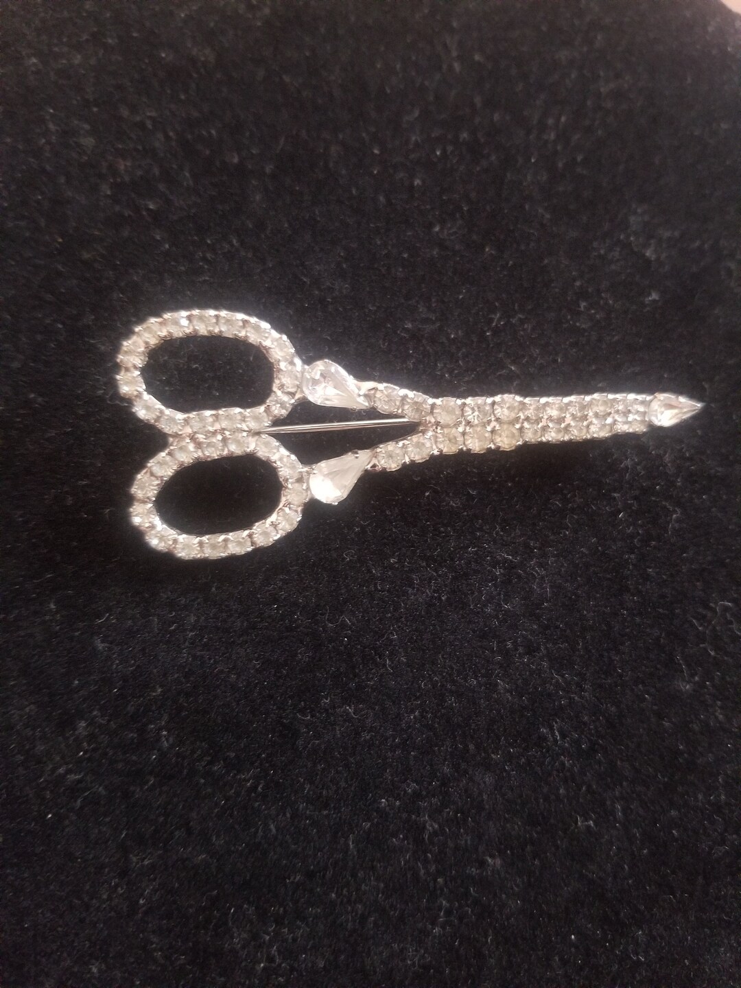 Bauer Rhinestone Scissors Brooch Etsy