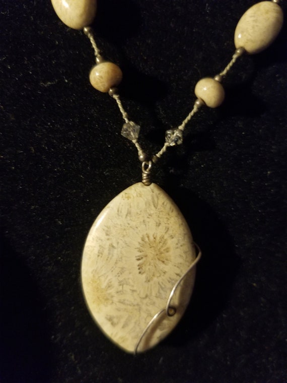 SALE*Fossilized Coral and 925 Sterling Necklace - image 3