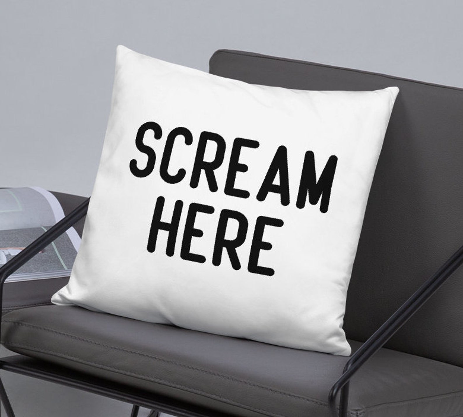 Scream Here Throw Pillow Funny Pillow Pillow With Saying Etsy