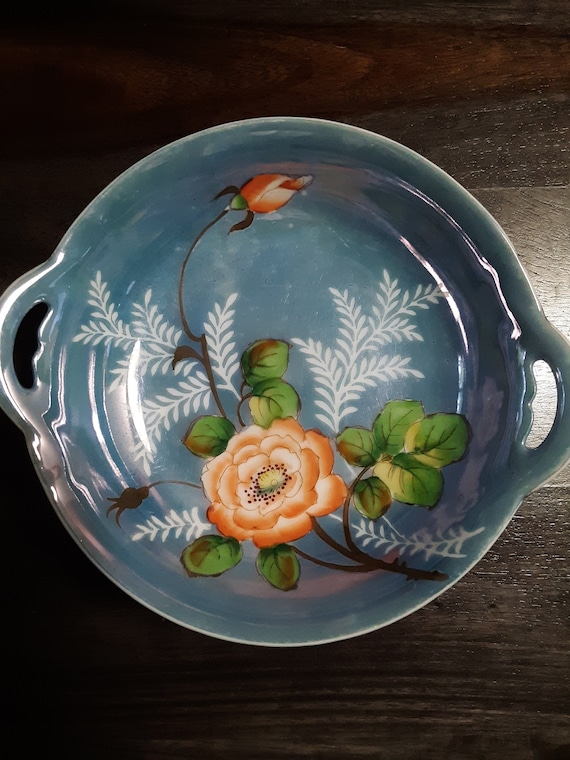 Antique Noritake lusterware Hand painted  bowl Blu