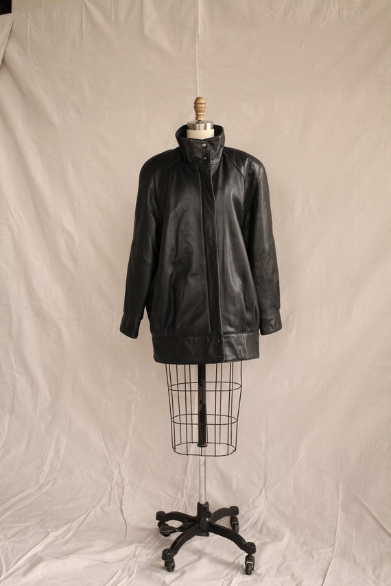 80's Lamb leather cocoon coat