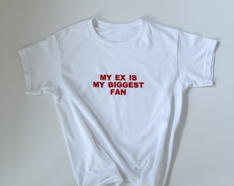 Camiseta ajustada personalizada para mujer BORDADA, camiseta para bebé con texto personalizado, camisa con texto personalizado, camisa personalizada, regalo para ella, Y2K, camiseta retro de los años 90