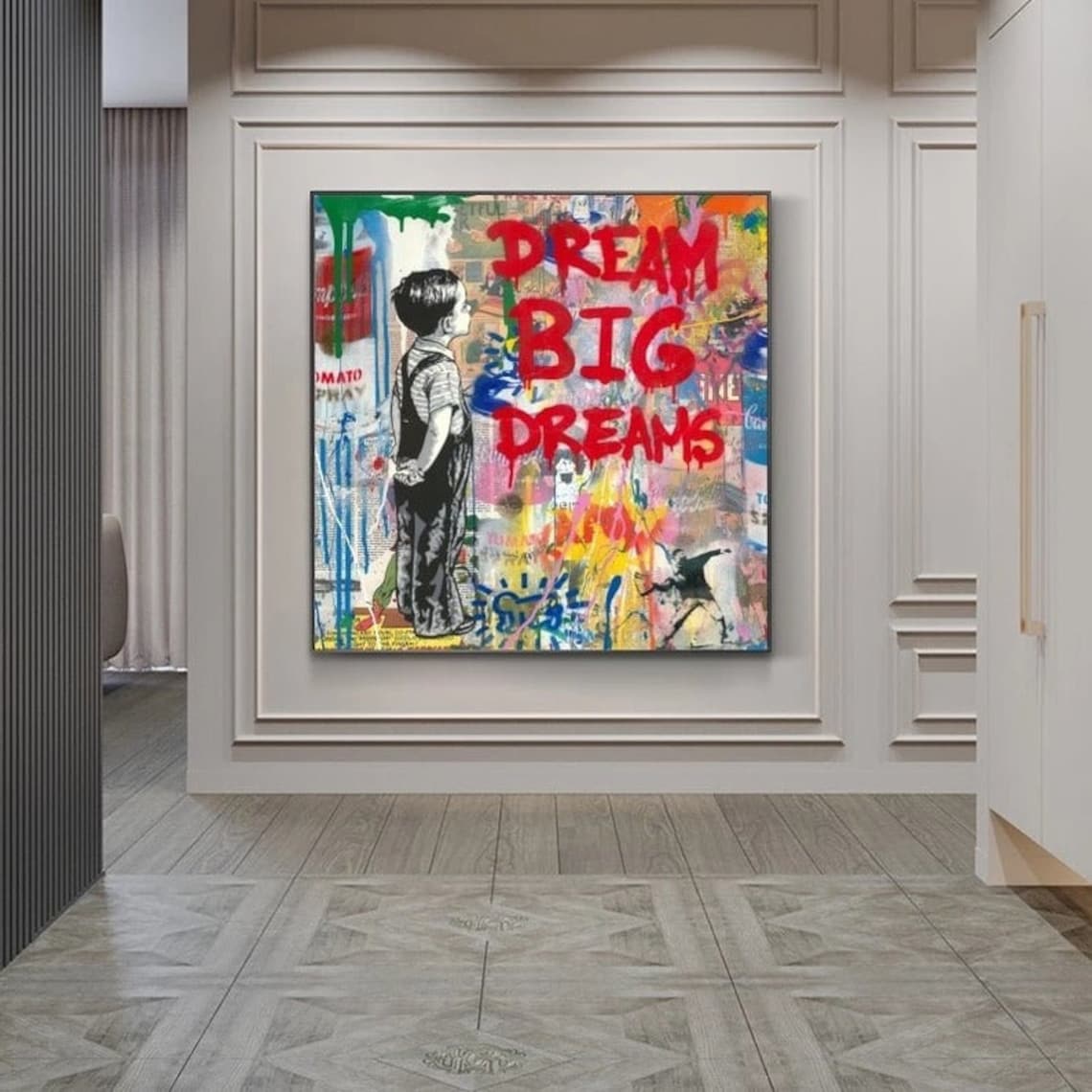 Banksy Dream Big Dreams Canvas Print Wall Art Modern Pop Art Etsy