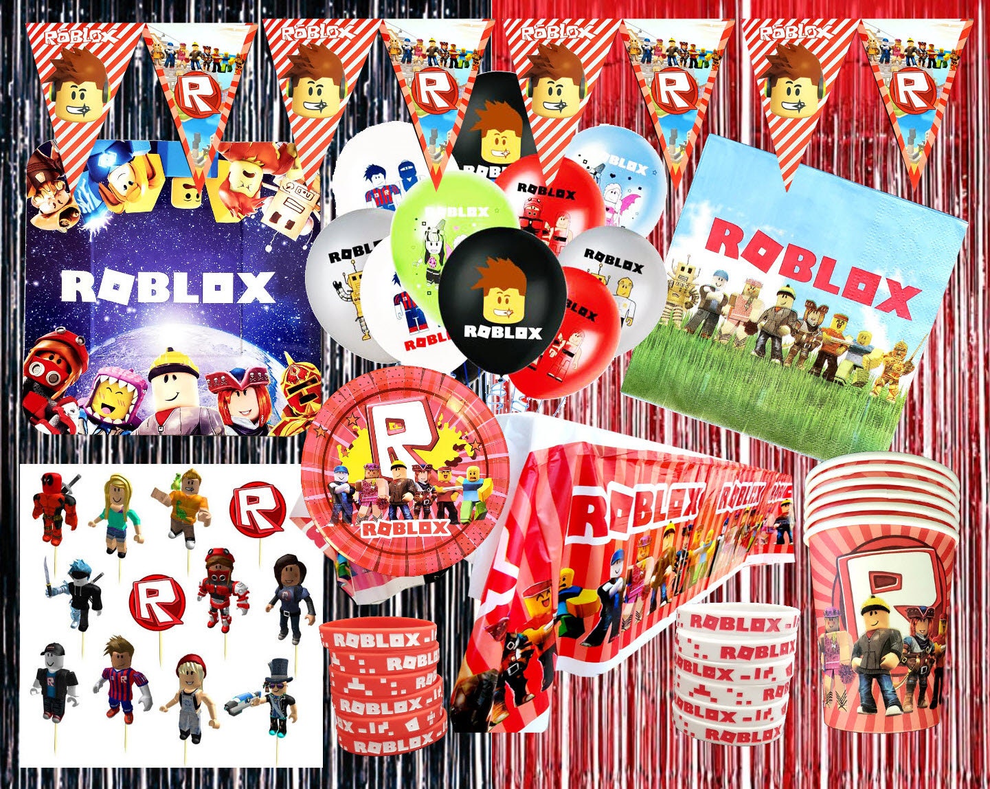 Roblox Birthday theme favor party supplies decoration ideas Etsy