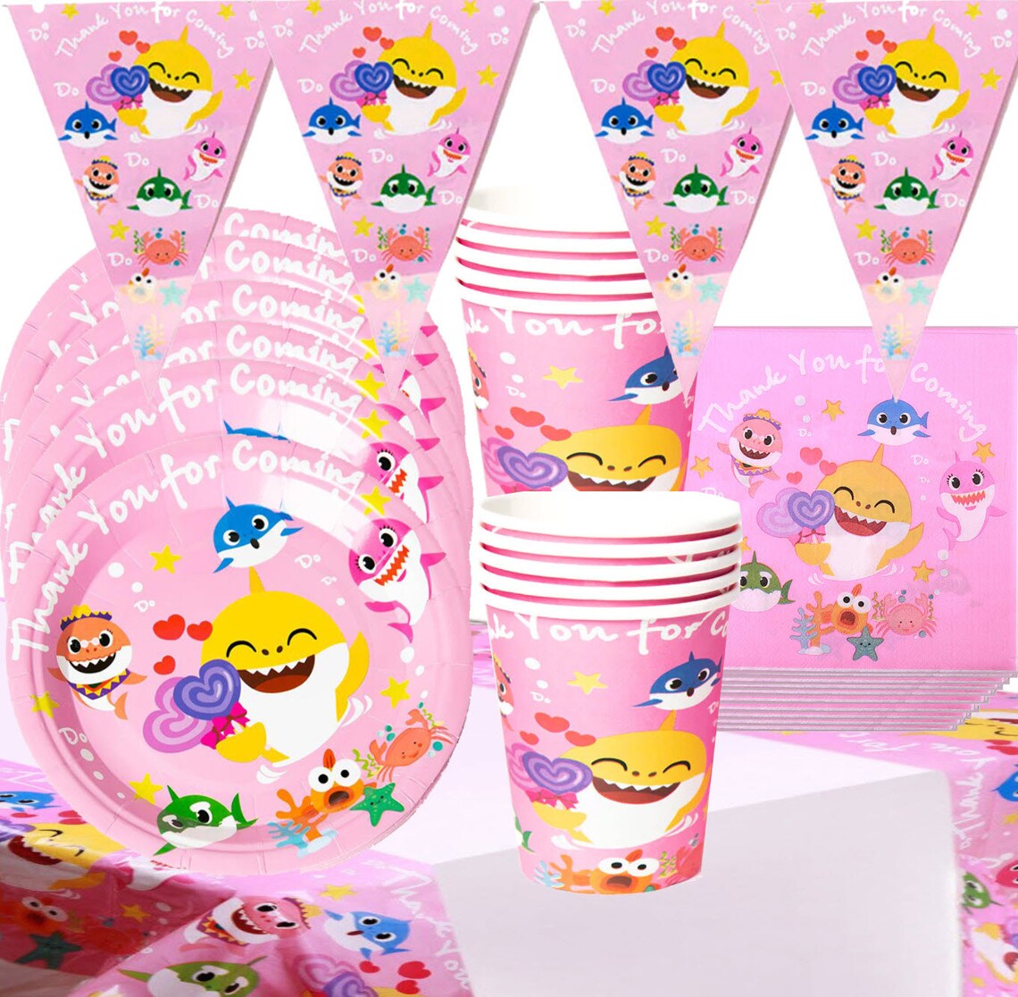 Baby Shark Pink Birthday theme favor party supplies decoration | Etsy