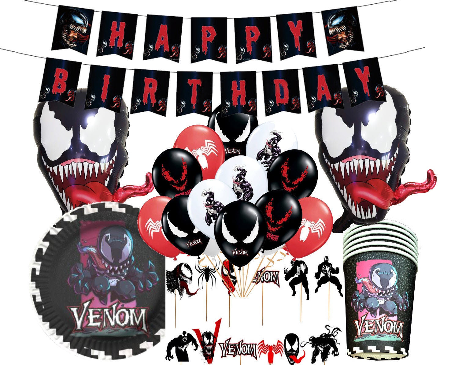 Venom Birthday theme favor party supplies decoration ideas Etsy