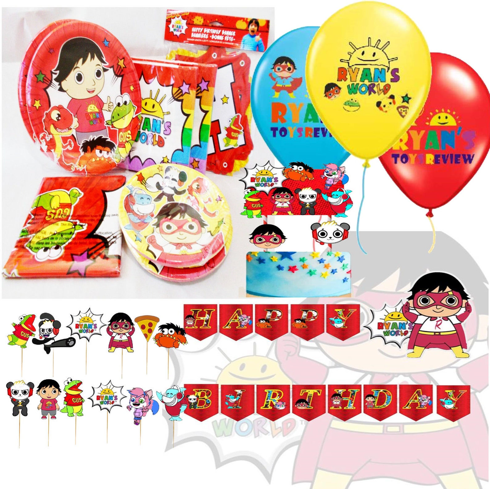 Ryans World Birthday theme favor party supplies decoration Etsy