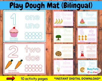 Numbers and Counting 1-10 Play Dough Printable Mat, Toddler Preschool Activity sheets