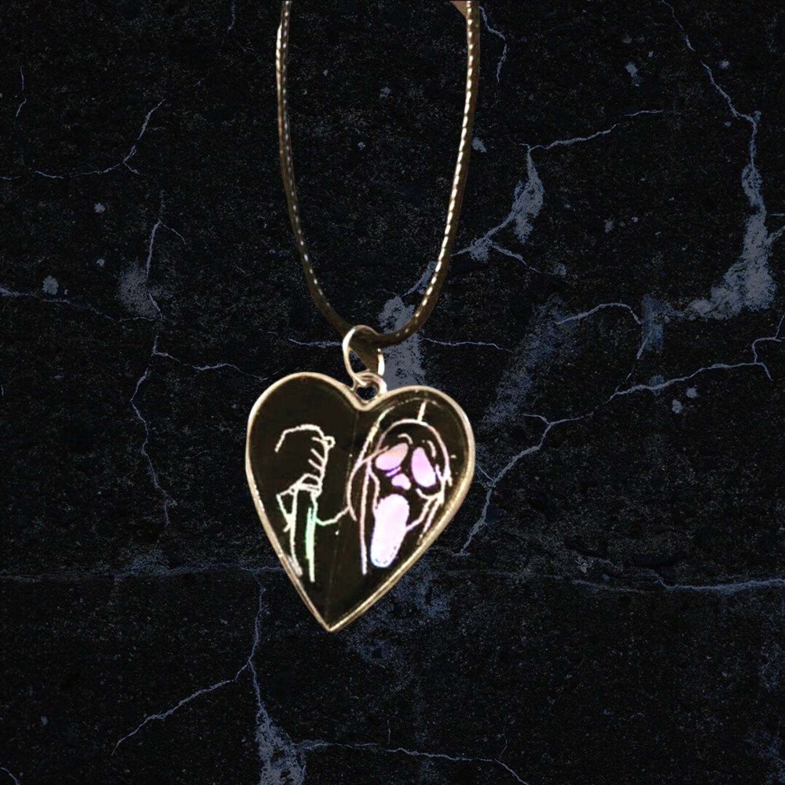 Heart Ghostface Pendant Necklace Scream Horror Jewellery Etsy