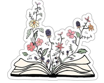 Download Flowers Book Sticker Etsy