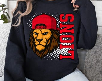 Lions Red PNG / School Spirit / Football Season / Basketball Season / Mascot / Digital Download