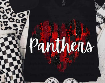 Panthers Red and Black PNG / School Spirit / Football Season / brushstroke