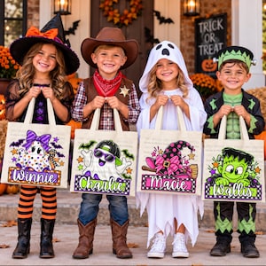 Halloween Namnskyltspaket - 4 PNG-bilder - Lägg till ditt eget namn
