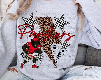 Red and Black Panthers PNG / School Spirit / Football Season /  Mascot / Digital Download /Checker / Leopard / Cheetah