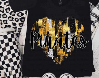 Pirates Black and Gold PNG / School Spirit / Football Season / brushstrokes