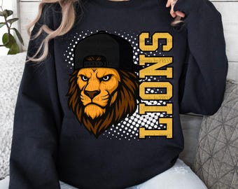 Lions Black and Gold PNG / School Spirit / Football Season / Basketball Season / Mascot / Digital Download