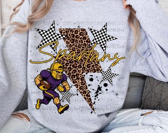 Purple and Gold Spartans PNG / School Spirit / Football Season /  Mascot / Digital Download /Checker / Leopard / Cheetah