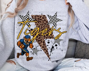 Tiger Blue and Gold PNG / School Spirit / Football Season /  Mascot / Digital Download /Checker / Leopard / Cheetah