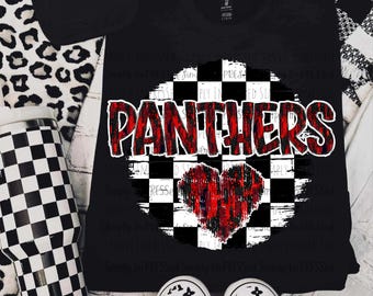 Panthers Red and Black PNG / School Spirit / Football Season / Checker