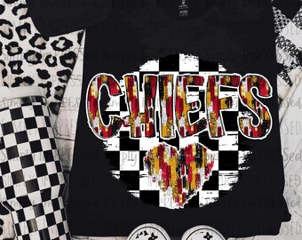 Chiefs Black, Red and Gold PNG / School Spirit / Football Season / Checker