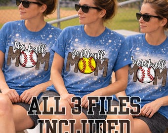 Baseball Mom PNG / Softball Mom PNG / Tee Ball Mom PNG / All 3 Files Included