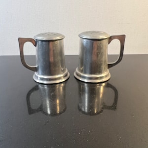 Vintage set of pewter salt and pepper shakers