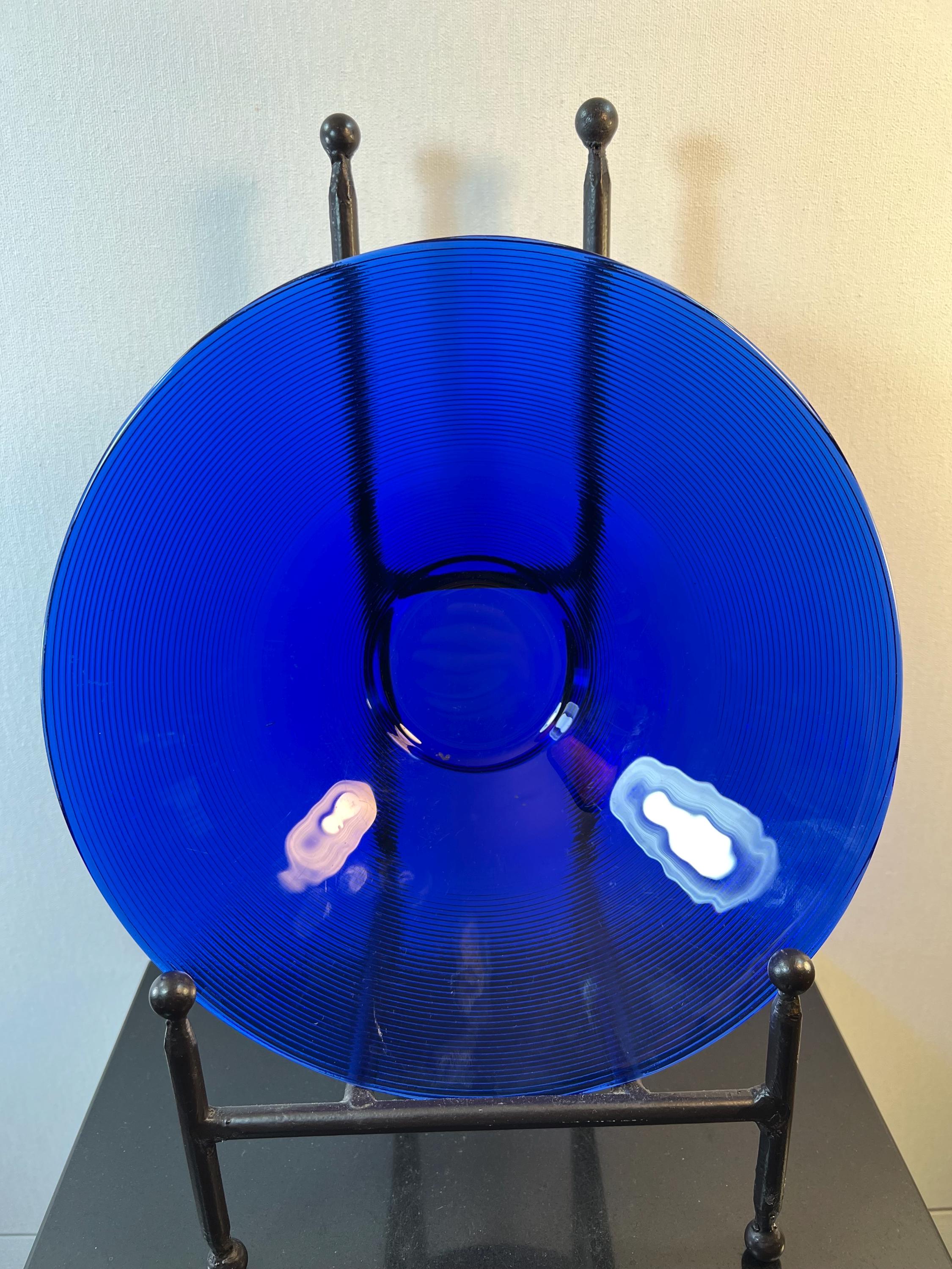 vintage cobalt art glass bowl