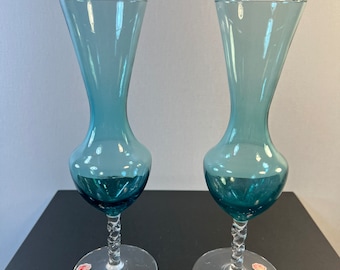 Vintage Italian pair of glass vases