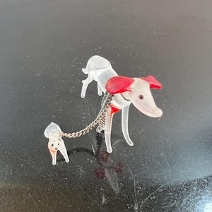 vintage glass dog with puppy (as is)