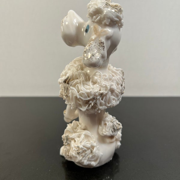 Vintage white porcelain spaghetti poodle (as is)