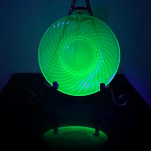 vintage uranium glass plate