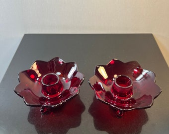vintage Fenton lotus candlestick holders