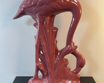 vintage dark mauve flamingo figurine