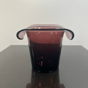 Vintage purple glass top hat vase