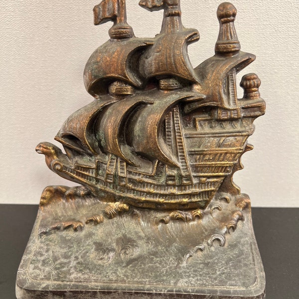 Vintage metal Spanish ship bookend