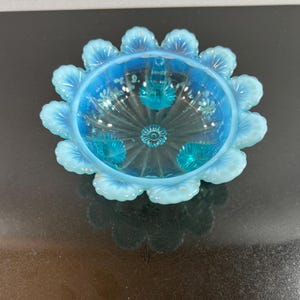 vintage blue glass bowl