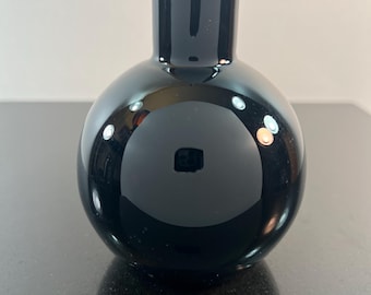 vintage black glass bud vase