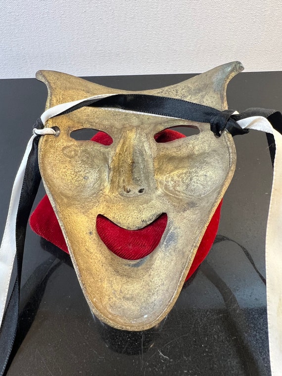 Vintage brass comedy mask - image 5
